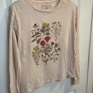 Pink Floral Print Long Sleeve T-Shirt